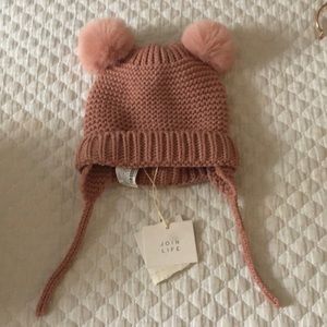 Zara Blush Pink Pompom Knit Hat